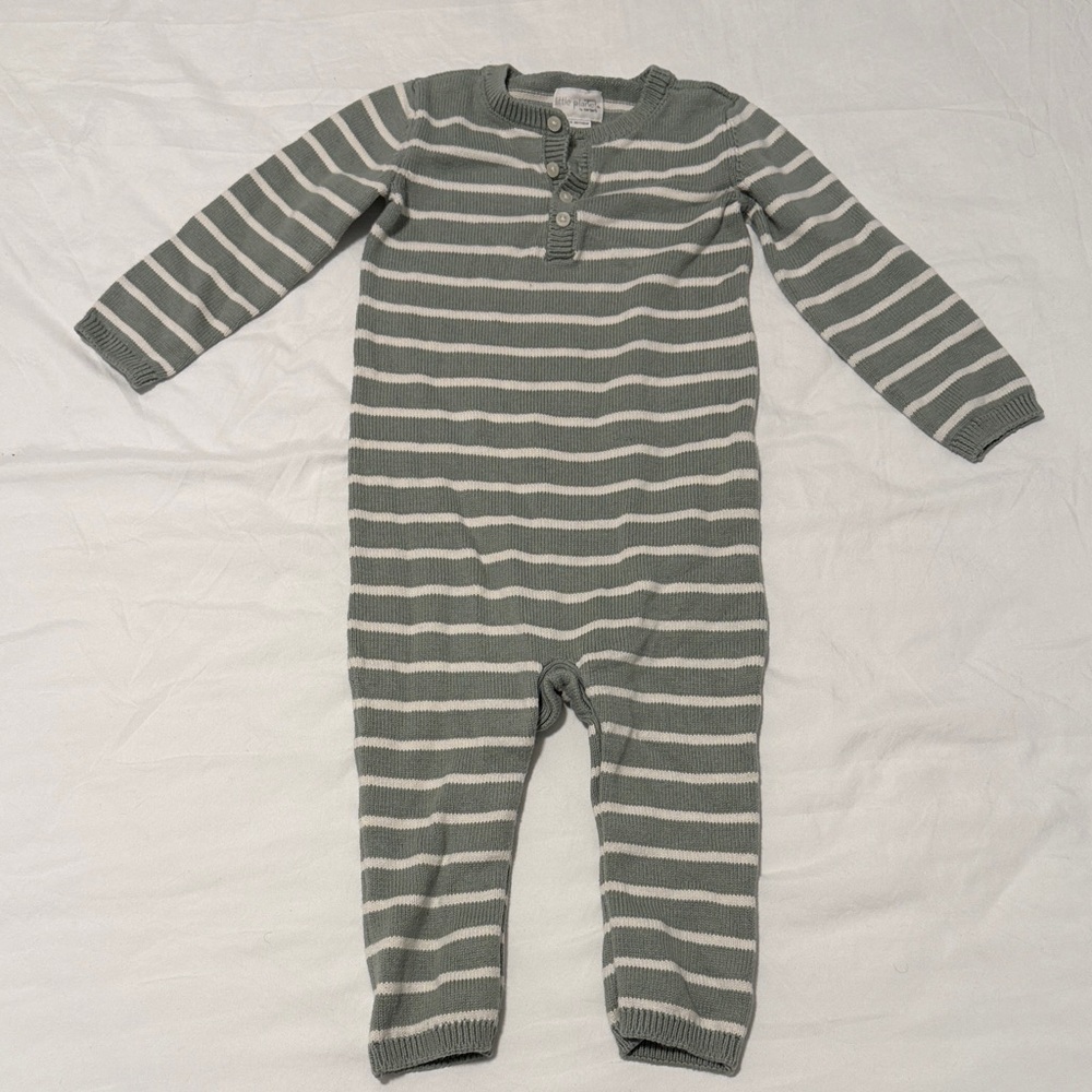 Carter's Gray and White Striped Footie